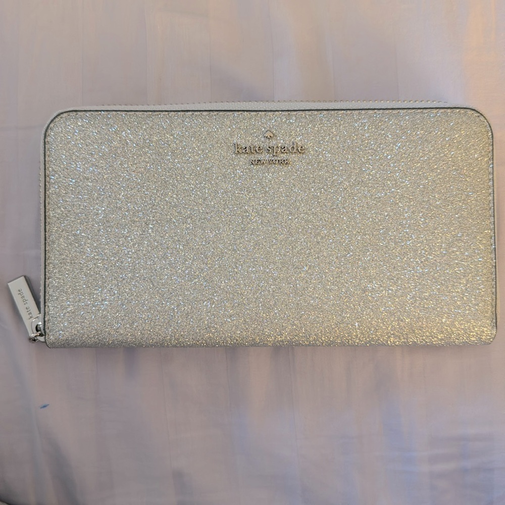 Kate Spade silver glitter wallet brand new